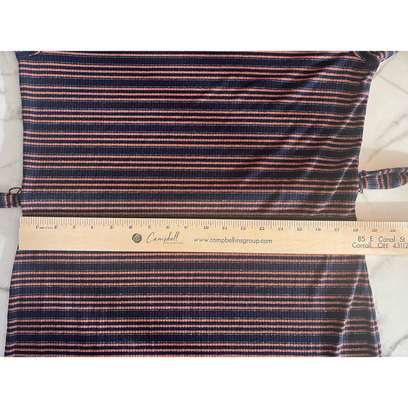 3/$27 Loft Mock Neck Striped Midi Dress in Multicolor, Long Sleeves, Medium - Picture 10 of 11